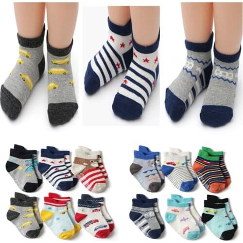12pairs/lot Children Socks Cotton Baby Floor Socks Boy Non-Slip Baby Socks 1-5 Years