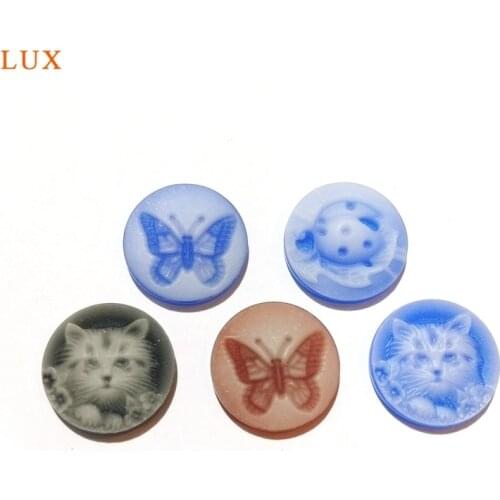 15mm Oval Flatback Cute Cat Head Cameo Charm Round Butterfly Cabochons Cameo For Necklace DIY Accessory Jewellry