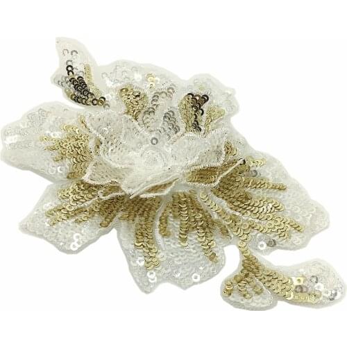 2pc Sew On Pink Flower Beaded Patch Embroidery Patches For Clothing Appliques DIY Accessories Parches Bordados Ropa AC1368