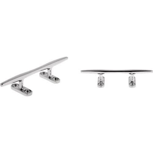 2X 8" High Polished Stainless Steel Open Base Cleat Boat Mooring Hardware