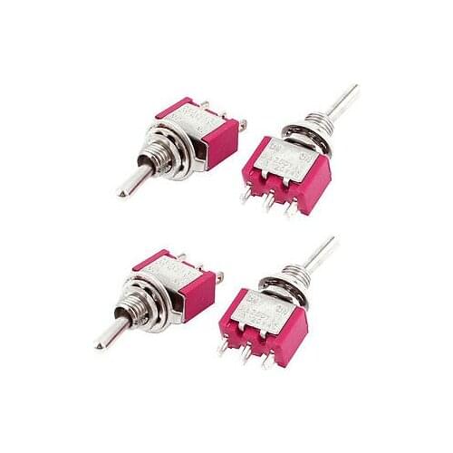 4pcs 6mm Mounting 2 Position 3-Terminals SP2T Toggle Switch AC 250V 2A 120V 5A