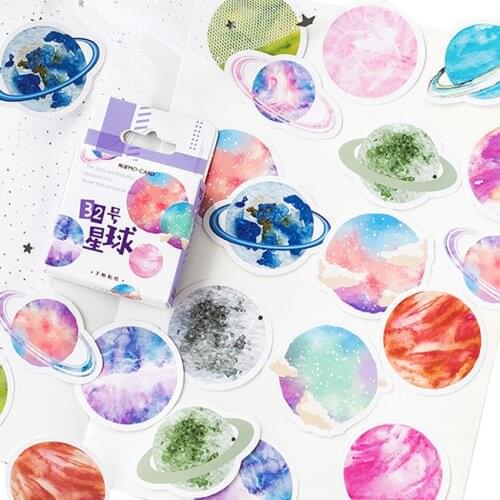 45pcs/lot Creative Hand Account 32 Planet Decoration Boxed Stickers Scrapbooking Stationery Stickers In A Notebook