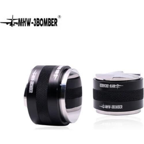 53/58mm Adjustable 304 Stainless Steel Coffee Espresso Tamper Macaron Convex Four Angled Slopes Base Thread Distribution Tools