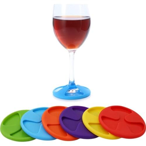 6Pcs/Set Silicone Wine Glass Cup Charm Mat Wine Glass Charms Stemware Cup Covers Drinks Marker Table Decoration