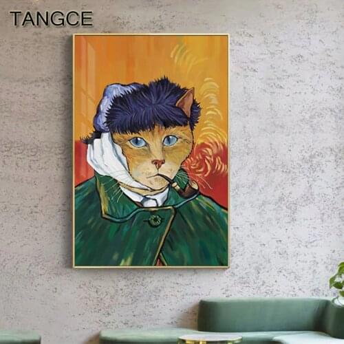 Abstract Funny Van Gogh Canvas Painting Yellow Blue Posters Prints Big Wall Art Pictures for Living Room Bedroom Fashion Decor