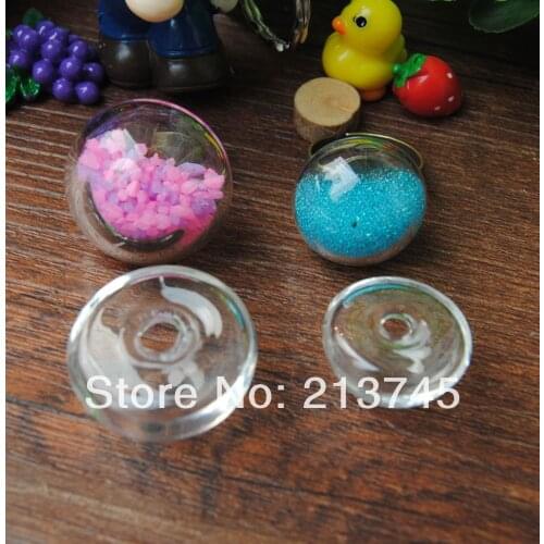 Free ship! 50sets/lot 25mm semidome Glass Globe Bubble & Ring set DIY glass vial pendant glass cover pendant