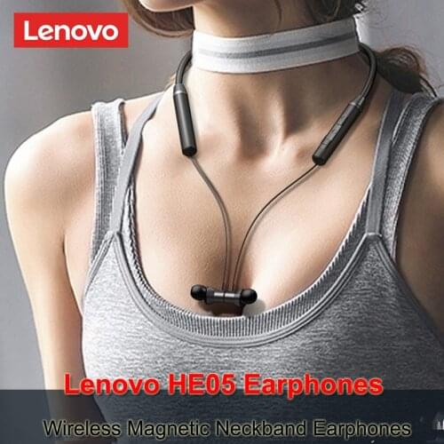 Lenovo HE05 Bluetooth Earphones Wireless Earbuds Magnetic Neckband Headphones Waterproof Sport Headset with Mic Noise Cancelling