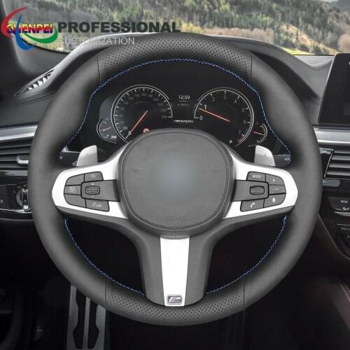 DIY Hand-Sewn Non-Slip Black Leather Steering Wheel Cover For BMW G20 F44 G22 G26 G30 G32 G11 G14 G15 Car Interior Accessories