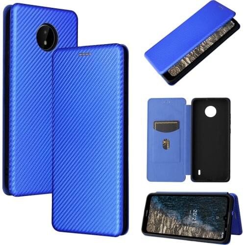 For Nokia C10 C20 X10 X20 1.4 7.3 G10 G20 5.4 2.4 3.4 8.3 C2 C3 C1 Case Magnetic Carbon Fiber Flip Leather Stand Wallet Cover