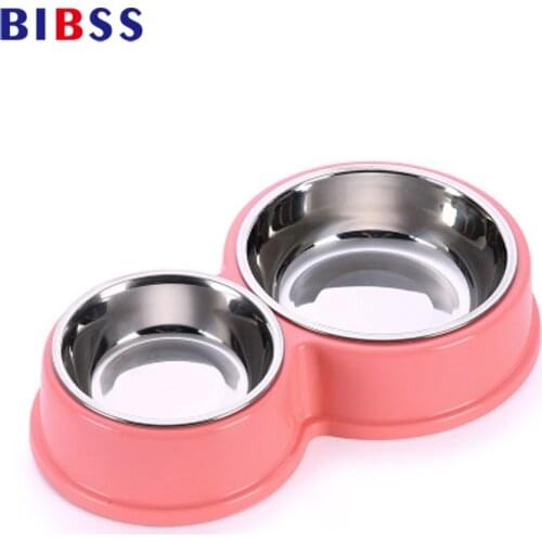 Stainless Steel Pet Dog Bowls Double Puppy Cats Eating Feeder Container Drinking Bowl Anti-slip Pet Feeding & Watering Dish