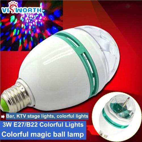 Eyourlife RGB 3W led E27 Crystal Auto Rotating Full Color Mini Stage DJ led bulb ball party lights magic ball for home
