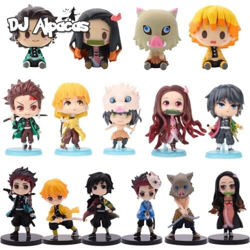 Demon Slayer Figure Anime Kamado Tanjirou Nezuko Inosuke PVC Action Figures Set Combination Kimetsu No Yaiba Model Dolls Toys
