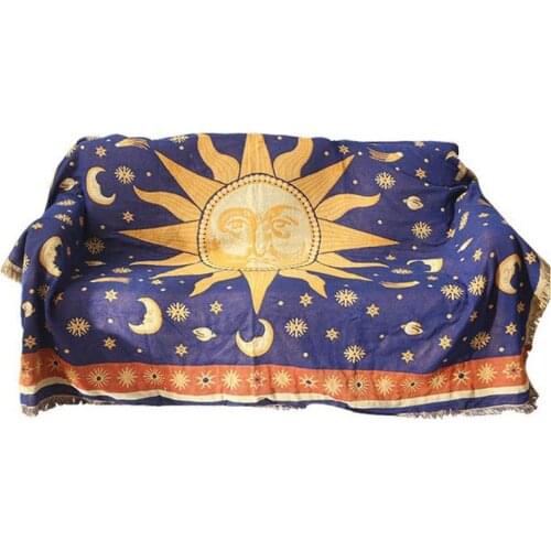 Sun Moon Stars Cotton Woven Throw Blanket Sofa Towel Cotton Warm Slipcover