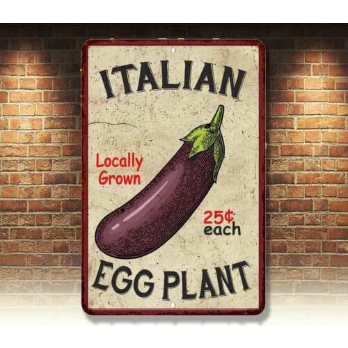 Italian Eggplant Kitchen Vintage Look Chic Metal Sign