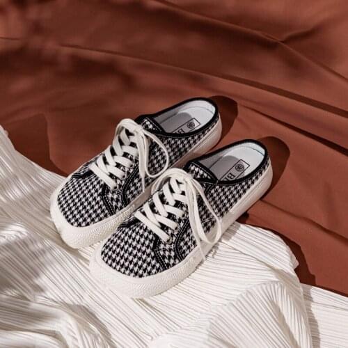 KALSOONI New Women Canvas Shoes Sneakers 2021 Casual Canvas Slippers Fashion Plaid Flat Shoes