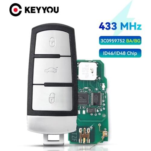 KEYYOU Remote Car Key Keyless Go For VolksWagen VW Passat CC NBG009066T 3C0959752BG / BA 315/434MHz PCF7936 ID46 ID48 Chip