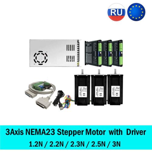 Free shipping! Router CNC 3 axis Nema 23 stepper motor kit:TB6600 servo drive+MACH3 interface board+2.3N.m/315Oz-in step motor