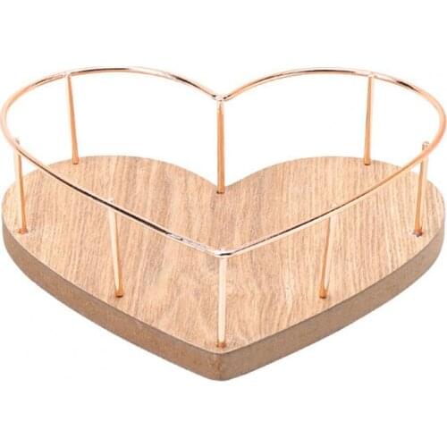 Storage Basket Easy Clean Not Deformed Heart-shaped Nordic Wood Base Cosmetics Stylish Table Jewelry Holder Makeup Organizers