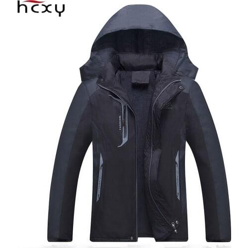 HCXY Mens Hooded Technical Jackets Male Winter Coat Thicken Fur Men Warm Coat Parka Male Mountain Wear Hardshell Raincoat