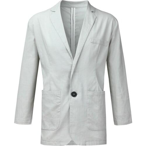 JAYCOSIN Mens Coats Slim Fit Linen Blend Man Blazer Jacket Outwear Pocket Solid Long Sleeve male coat Turn-down Collar casual