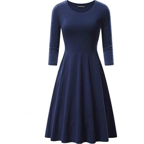 LAMLKKY Solid Summer Dresses