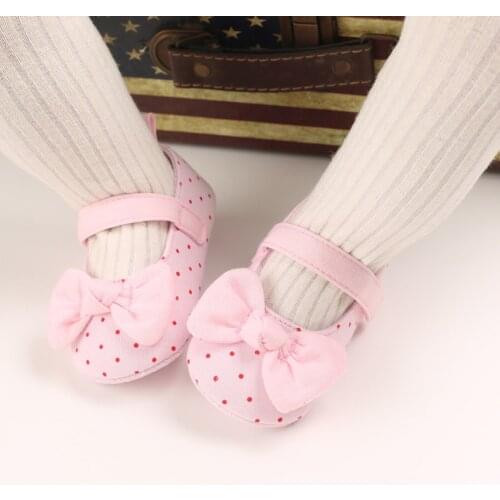 Fashion Newborn Infant Baby Girls Dot Printed Bowknot Prewalker Crib Shoes Non-slip Soft Sole Breathable First Walking Shoes#p4