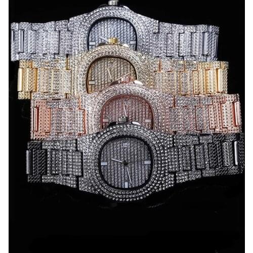 Fashion Iced Out Diamond Watch Quartz Gold HIP HOP Watches Top Luxury Clock Reloj Hombre Relogio Masculino Stainless Steel Watch