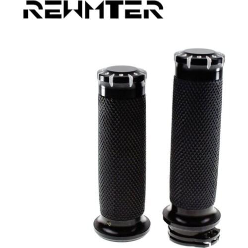1" 25mm Motorcycle Aluminum Handle Grips Black CNC Handlebar For Harley Touring Dyna Sportster 883 1200 XL Softail Custom