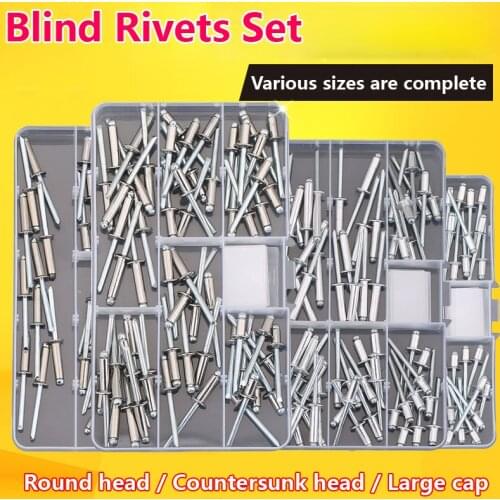 Aluminum Self Plugging Open End Dome Head Pop Blind Rivets Assortment Kit Set Sheet Metal, Automotive Duct Work and Rivet Gun