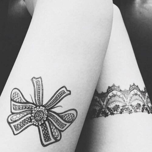 Leg Portion Sexy Stockings Lace Tattoo Stickers Temporary Tattoo Vintage Tattoo Black Tattoo Accesories