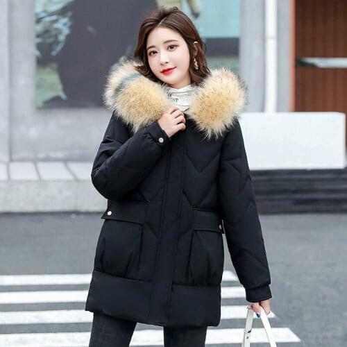 2021 new Korean version of INS Hong Kong style down padded jacket thick mid-length coat loose jacket
