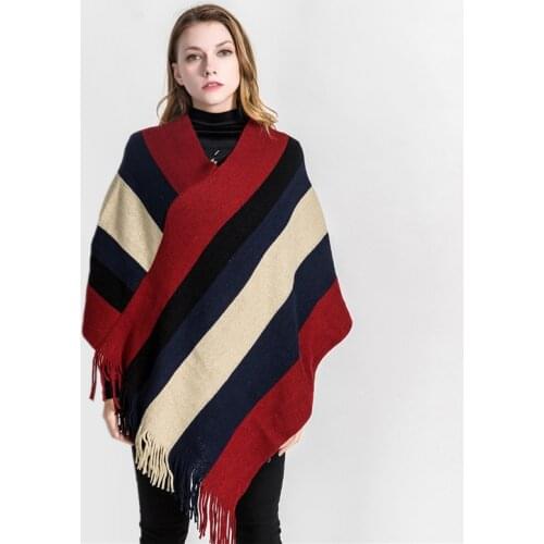 2019 New Design Winter Warm plaid Ponchos And Capes For Women Oversized Shawls Wraps Cashmere Pashmina Female Bufanda