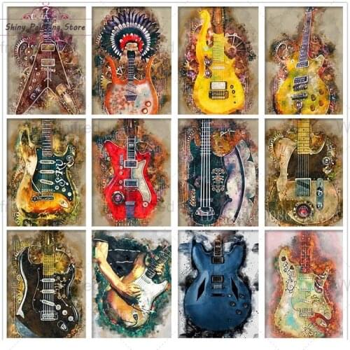 Full Square/Round Diamond Embroidery Sale 5D DIY Diamond Painting Play Guitar Music Watercolor Pattern Needlework Home Decor