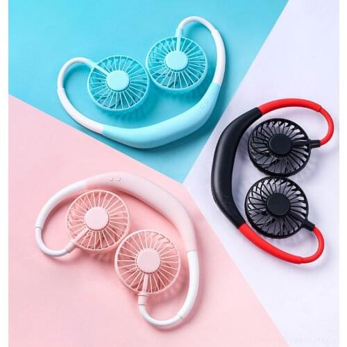 Practical Portable Air Cooler Outdoor Travel Usb Charging Small Sports Fan Multi-Functional Durable 3-Speed Neck Hanging Fan