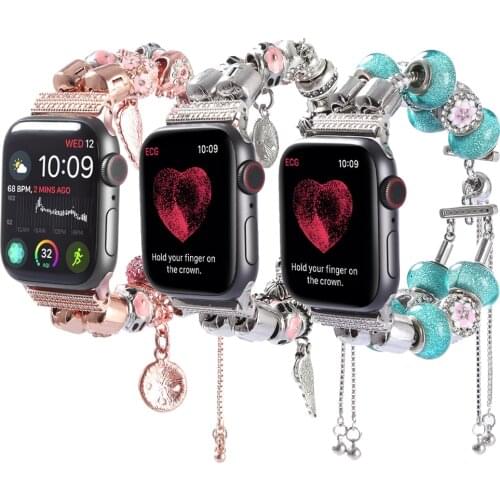 DIY Diamond strap for Apple watch 6 5 4 SE 40mm 44mm Metal charm bracelet for iwatch series 3 2 38mm 42mm stainless steel strap