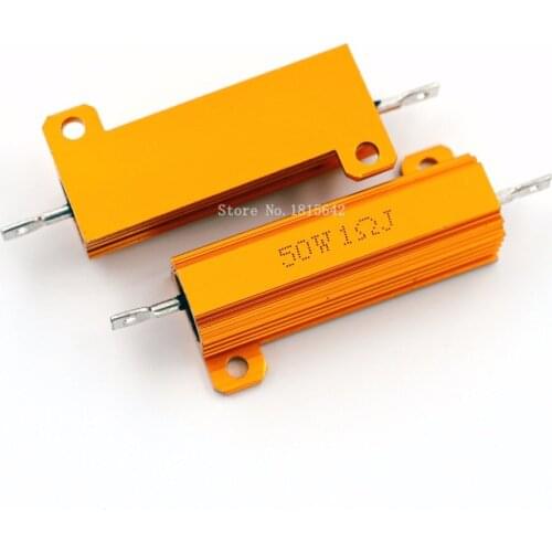 RX24 50W 1R 1RJ Metal Aluminum Case High Power Resistor Golden Metal Shell Case Heatsink Resistance Resistor 1 ohm 50w
