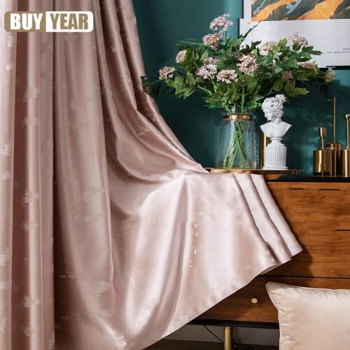 Modern Luxury Curtains for Living Room Bedroom Satin Jacquard Curtain High Grade Fabric Finished Drapes White Tulle Curtain