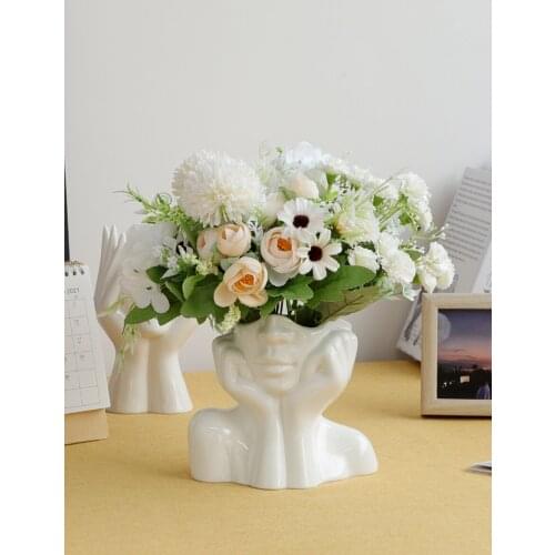 Light Luxury Ceramic Vase Ornaments Home Decoration Ornaments Living Room Porch Modern Minimalist Human Flower Arrangement