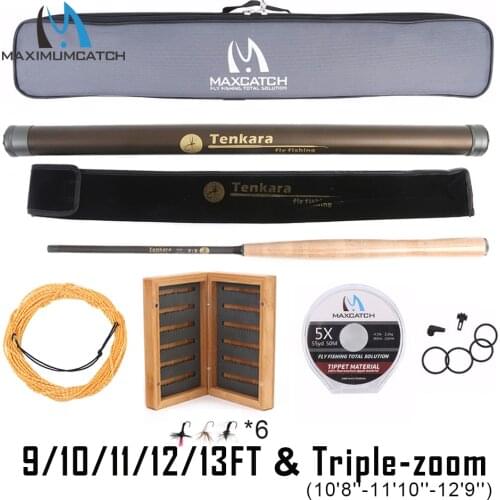 Maxcatch Telescoping Fly Rod 9-13FT Tenkara Fly Fishing Rod & Tenkara Flies & Line & Box