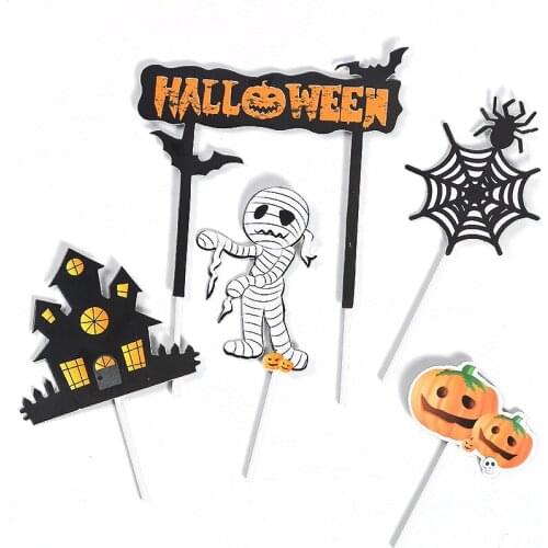 Halloween Cake Topper Decoration Insert Sign Halloween Party Decoration Cake Dessert Decoration Pumpkin Decoration Sign