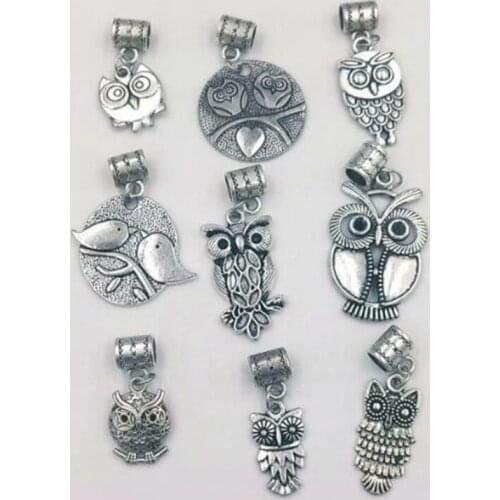 Vintage Metal Mixed Lovely Owl Animal Charms Pendant DIY Handmade Jewelry Accessories Decorative Bracelet Necklace