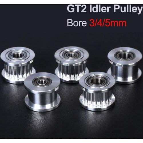 High Quality GT2 Idler Timing Pulley 20 Tooth With/without Teeth Wheel Bore 3/4/5mm 3D Printer Parts For Prusa i3 MK3 GT2 Belt