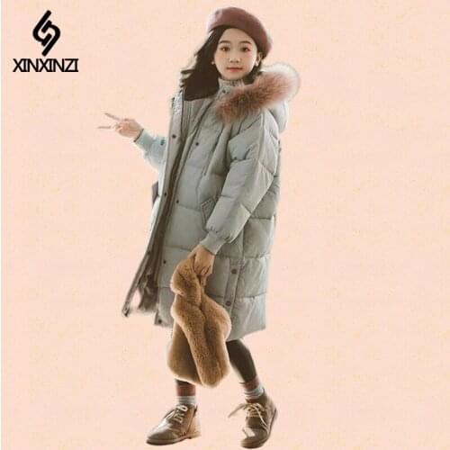 Winter coat 2021 new loose cotton padded jacket Girlss middle and long thickened student down cotton padded Girl Kids jacket