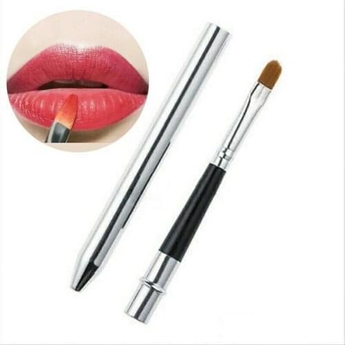 Gold Silver Metal Handle Lip Gloss Makeup Brush Portable Retractable Adjustable Lipstick Brush With Protect Cap Make Tool 1PC