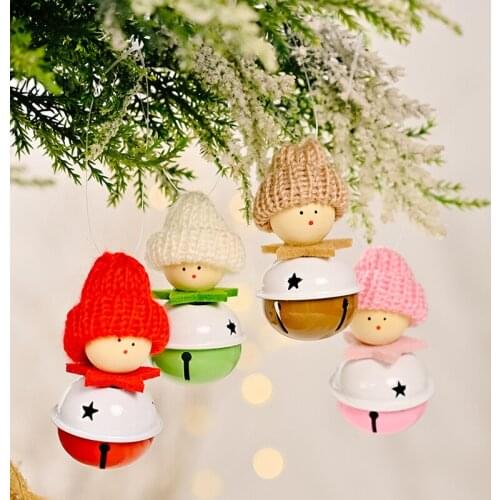 1 Piece 4cm*7cm New Doll Bell Christmas Ornaments Christmas Knitted Hat Doll Bells Hanging Large Bell Christmas Tree Decorations