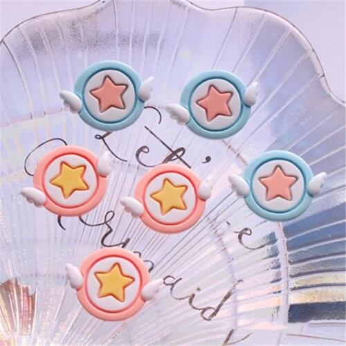 20Pcs Cartoon Angel Wings Star Shield Flat back Resin Cabochon Scrapbooking Fit Phone Decoration Craft DIY Jewelry Accessories
