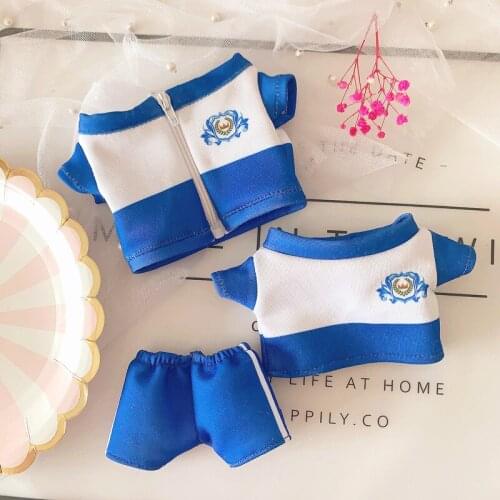 20cm 15cm exo school uniform T-shirt shorts coat three-piece set of 20cm baby clothes 15cm doll clothes Doll accessories