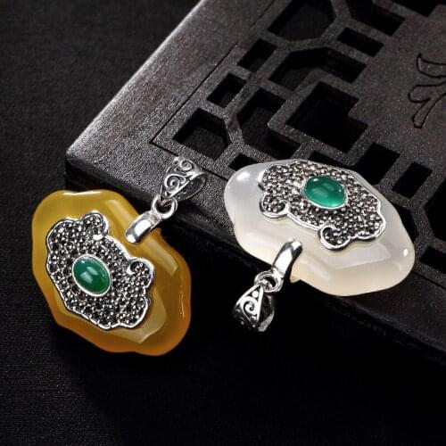 2018 Top Fashion New S925 Pure Silver, Yellow, Marrow, Mosaic, Marble, Ruyi Lady, High-grade Sweater Chain, Pendant Wholesale
