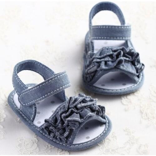 2019 Summer Baby Shoes Solid Blue Denim Jeans Baby Girl Shoes First Walkers Princess Footwear 0-18M