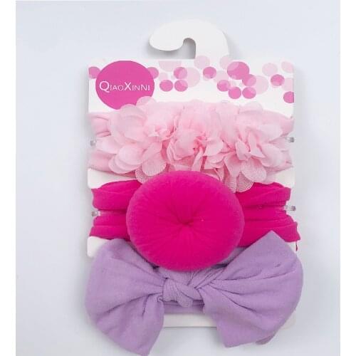 3pcs/Lot Flower Bows Baby Headband Dot Bowknot Hair Band Baby Girl Headbands Cotton Kids Hair Band Girls Hair Accessories